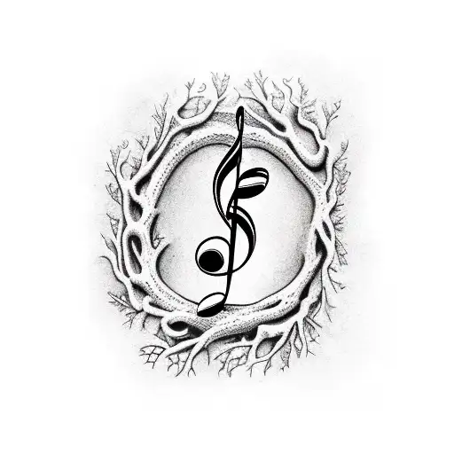 Music Note Made Out Of Tree Roots