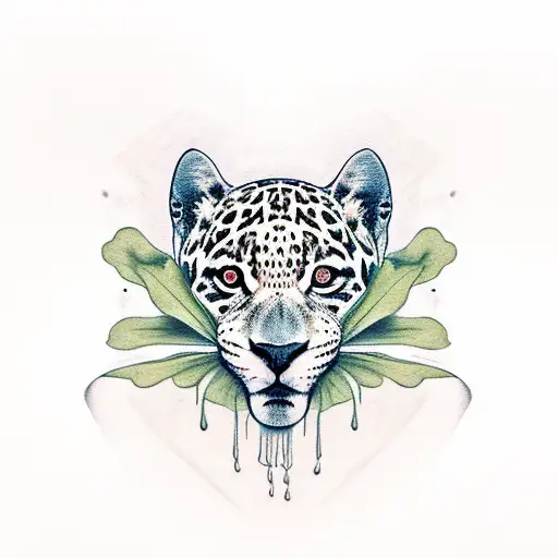 Jaguar Head With Water Lily