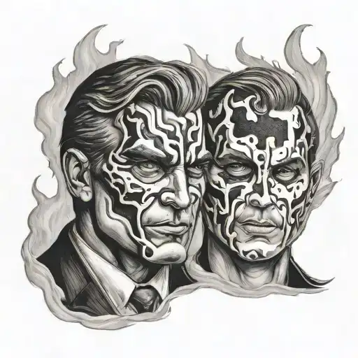 Two Face Gemini On Fire