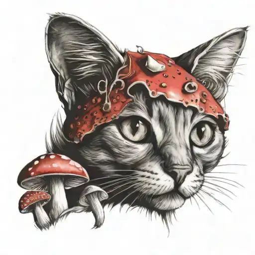 Fire Redcrazycat With Mushrooms