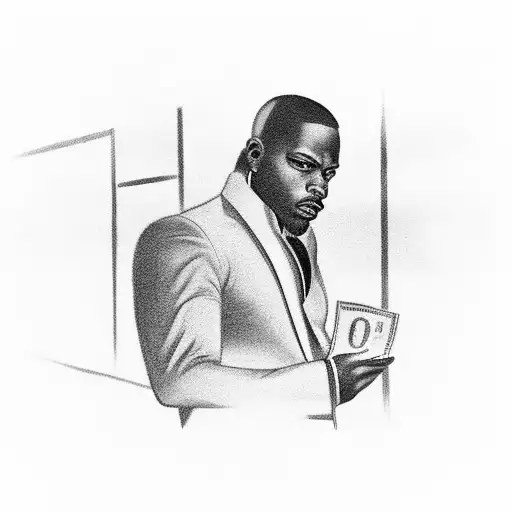 A Sleek Black Car Speeding Through The City At Night With Money Flying Out Of The Windows