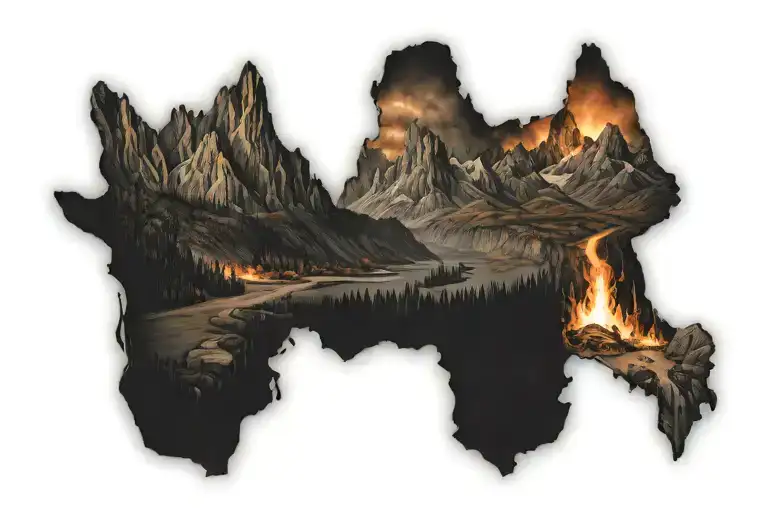 Burning Mountain Landscape