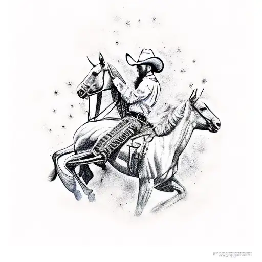 Cowboy On Horse With Psychedelic Galaxy