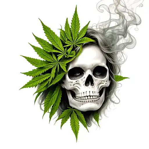 Weed Leaf Smoke Girl Skull 6707