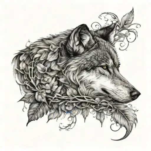 Wolf With Half Thorn Vine