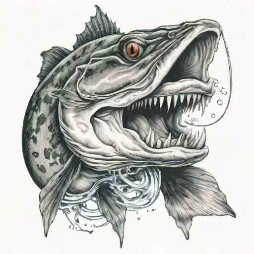 Catfish With Water And A Hook Thru The Mouth Bass