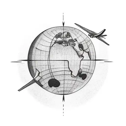 Globe With Airplane Going Around And Paw Print