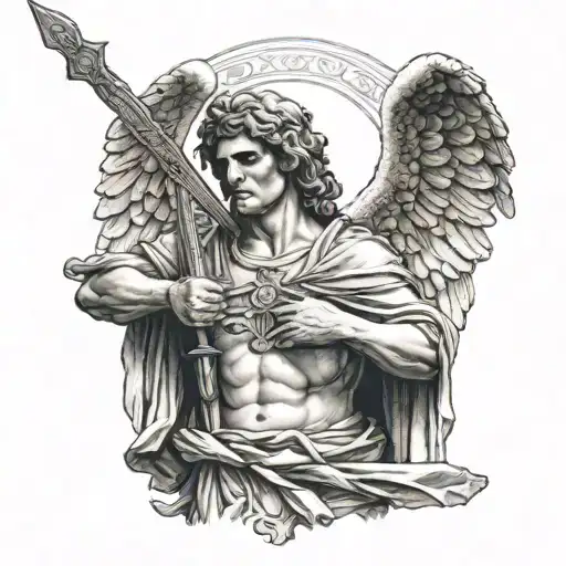 Greek Angel Holding A Sword