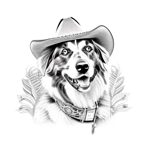 Australian Shepherd Wearing Cowboy Hat