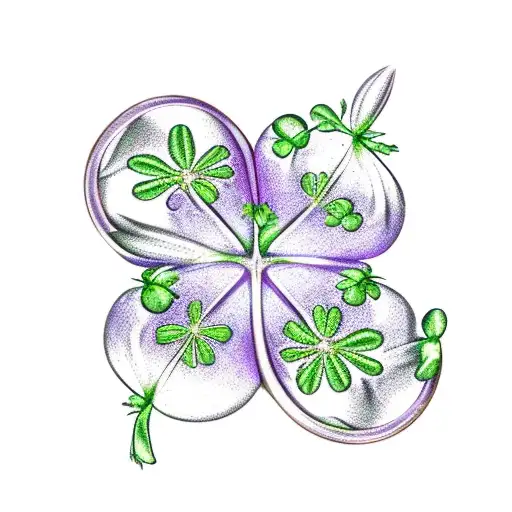 Lavender Sprigs And Four Leaf Clovers In A Bundle