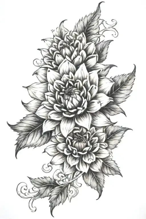 Dahlia Flower With A Phoenix