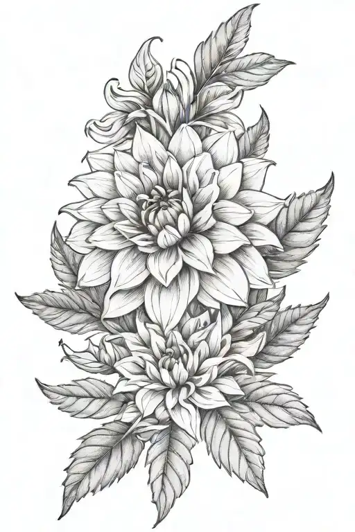 Dahlia Flower With A Phoenix