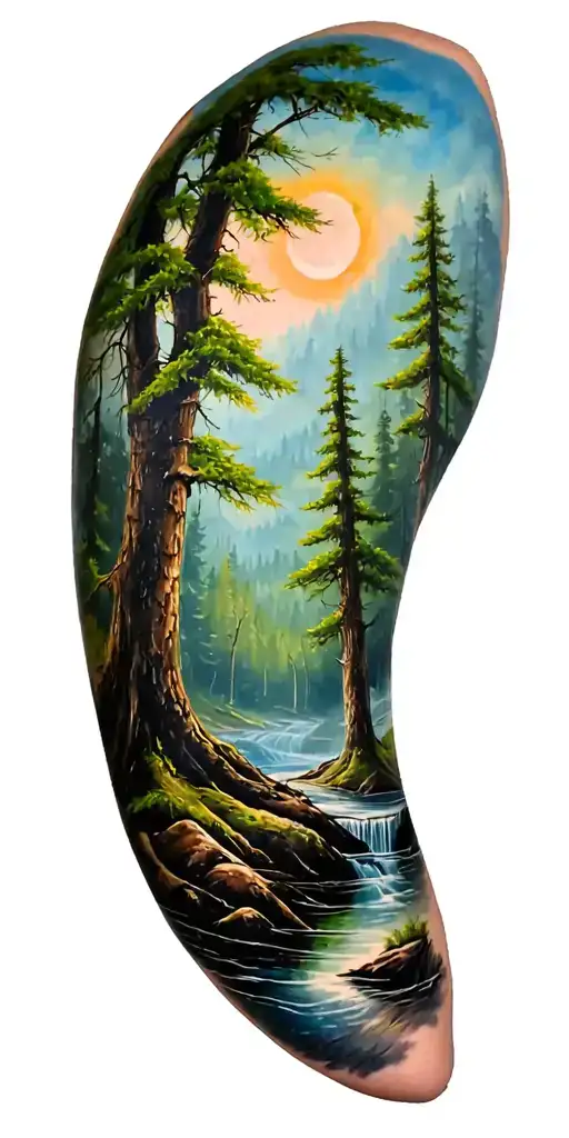 Forest Scene With Coloured Highlights