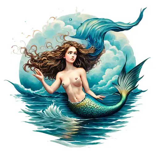 Beautiful Mermaid Summoning A Storm