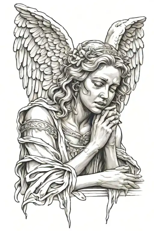 Female Angel Statue Crying