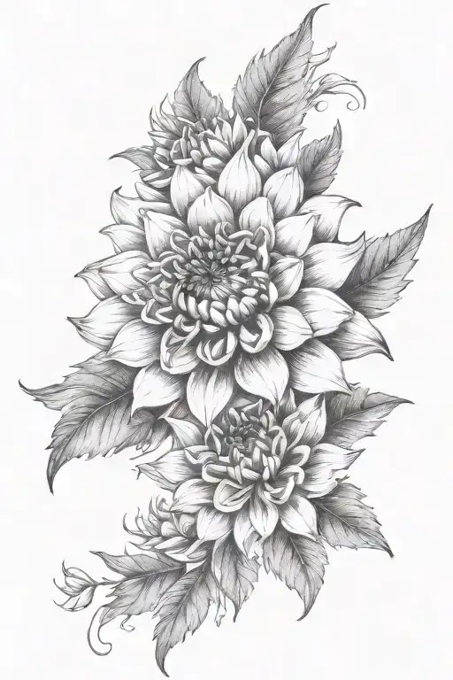 Dahlia Flower With A Phoenix