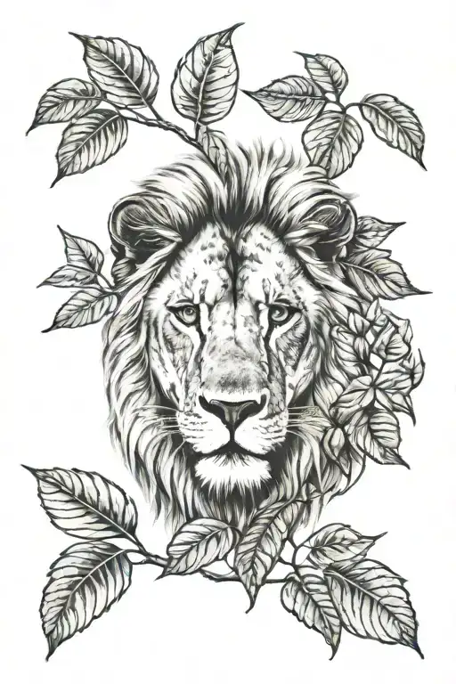 Lion In The Tree Leaf