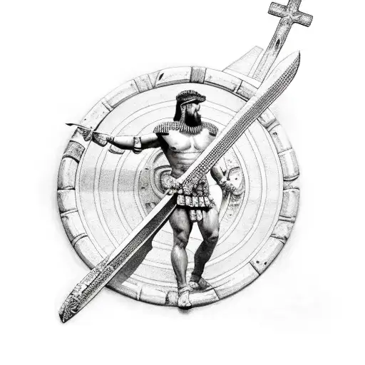 Roman Gladiator With A Cross On His Side