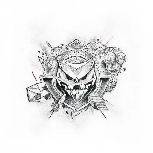 A Group Of Friends Playing Video Games Together In A Dotwork Style