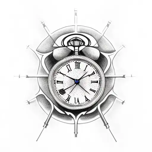 Realistic Reaper Holding A Clock With Time Running Backwards