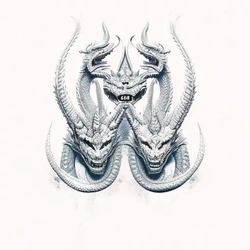 Dragon And Anubis In A Fierce Battle