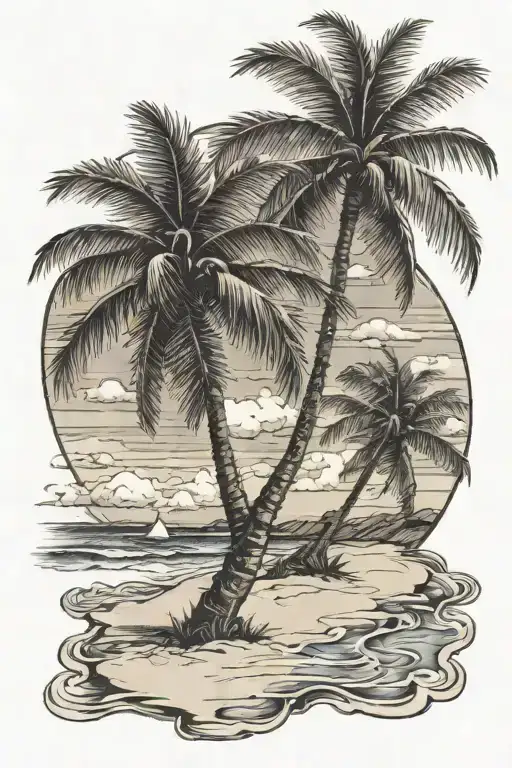 Beach Scene With Palm