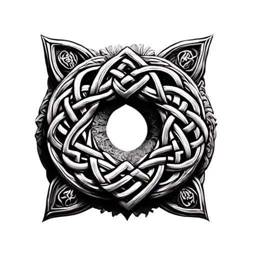 Elaborate Celtic Knot Circle In 3D Very Detailed Lines With Large Center Opening
