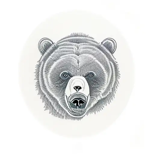 Grizzly Bear With Lotus Flowers