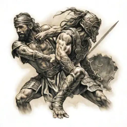 Ancient Hebrew Warrior Battling