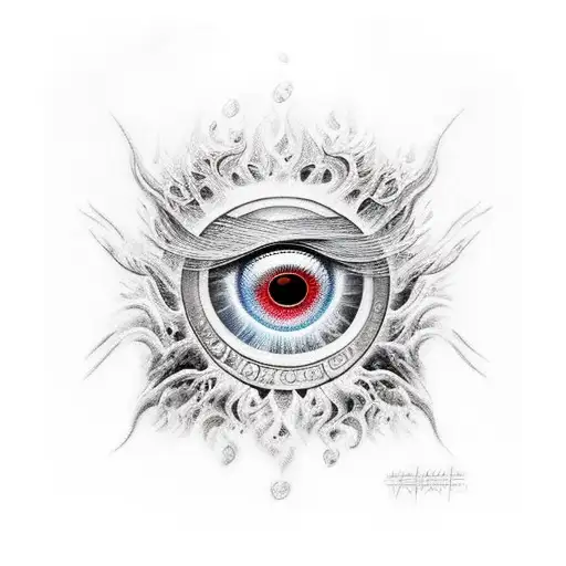 Fire With Eyes Looking Through The Fire