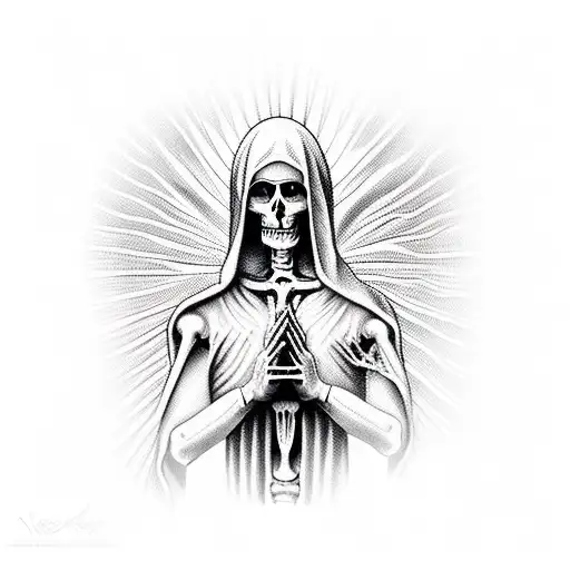 Virgin Mary Praying With Skeleton Hands