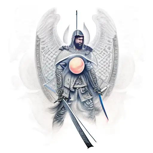 Angle Warrior With Sword And Moon In Gackground