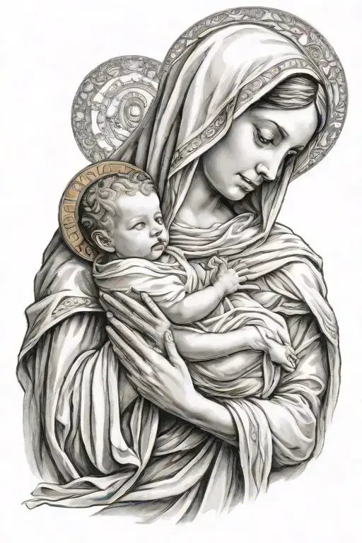 Virgin Mary Holding Baby Jesus Christ
