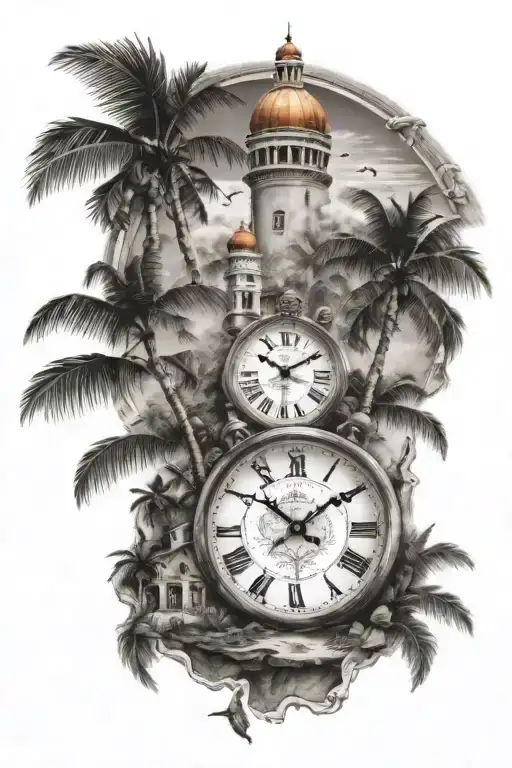 Cuba Island Landscape And Time Clock Tower