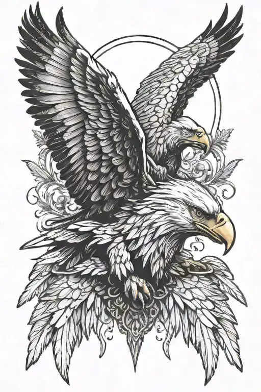 Eagle With Wolf Headdress And Angel Wings