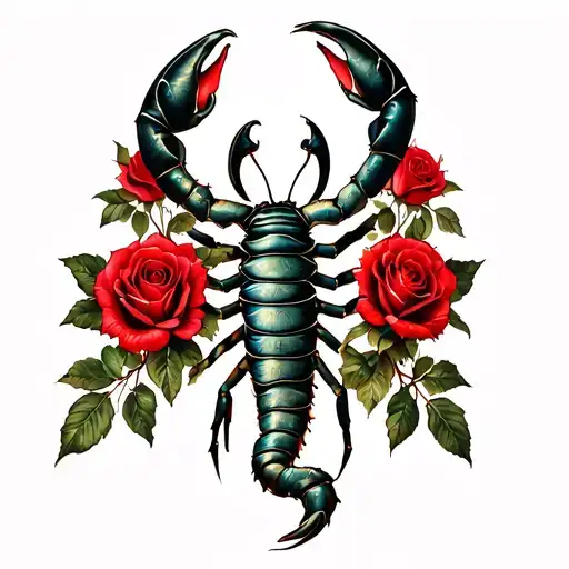 Scorpio And Libra Zodiac Sign With Red Roses Blooming