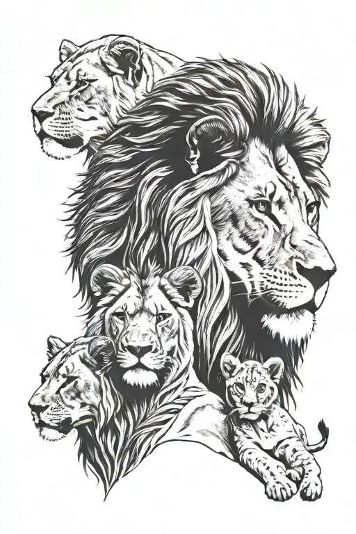 Lion Family Man Plus Wife 2 Kids