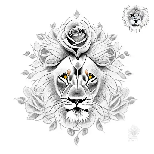 Lion With Roses