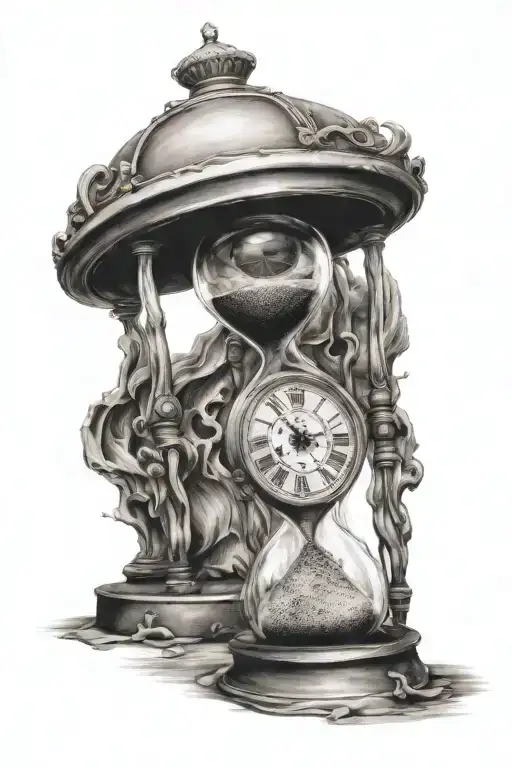 Hour Glass With Clock Melting