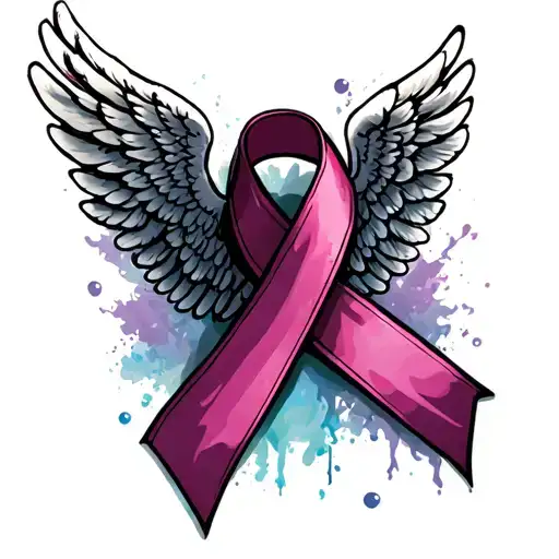 Cancer Ribbonwith Wings Made