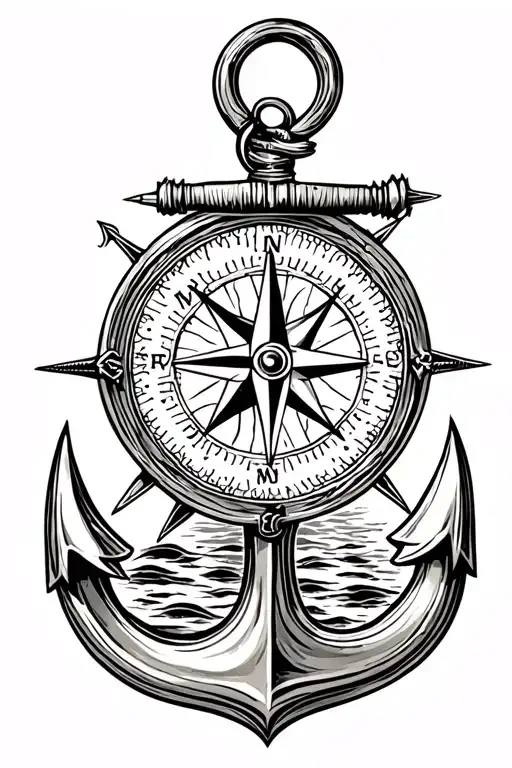 Boat Sea Compass And Boat Anchor