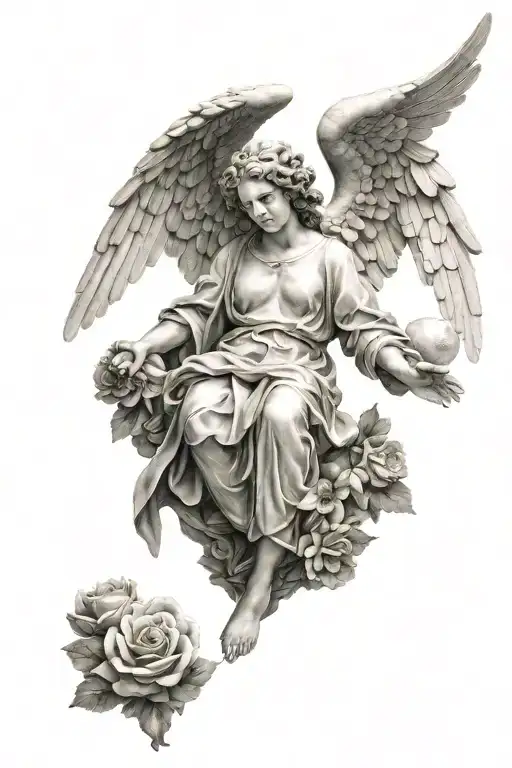 Angel Statue And Heaven