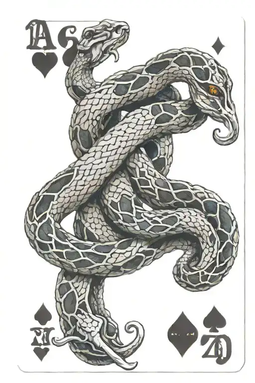 A Poker Hand With A Snake Intertwined In The Cards