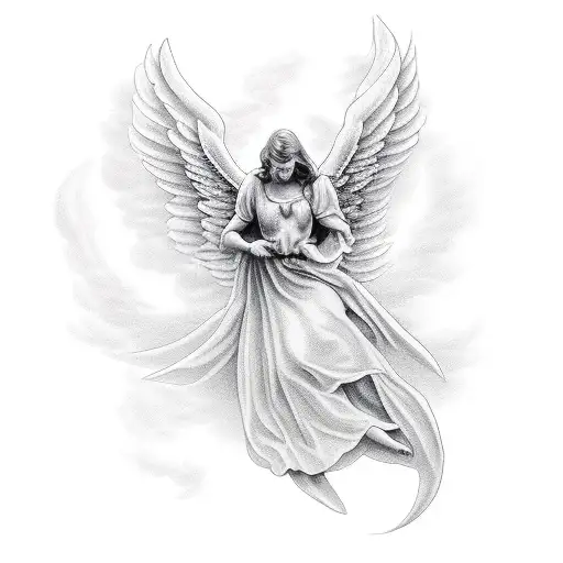 Guardian Angel With Dove And Cross