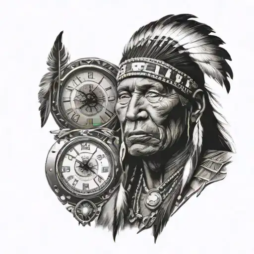 Native American Man With Clocks