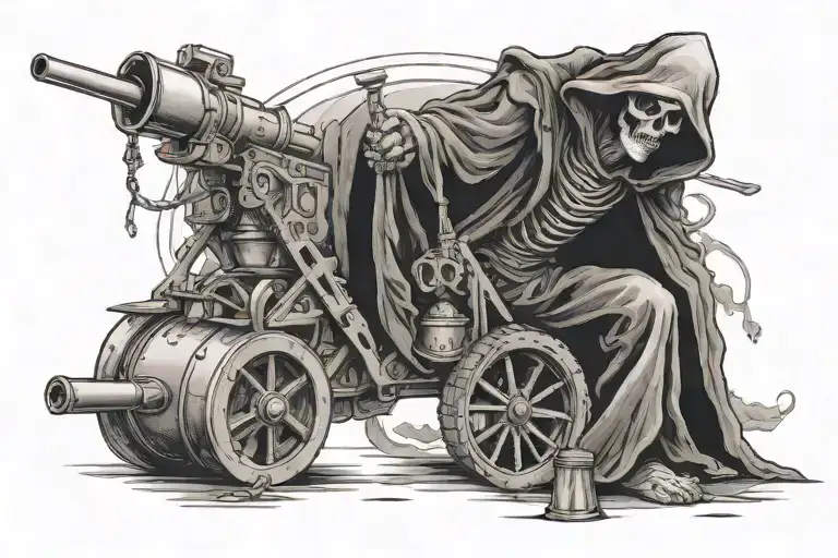 Grim Reaper Carrying A 60Mm Mortar System