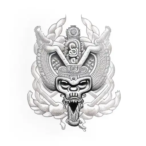 Head Of The Aztec God Quetzalcoatl From Above