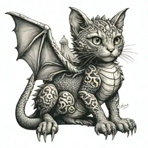 Cute Dragon With Cat
