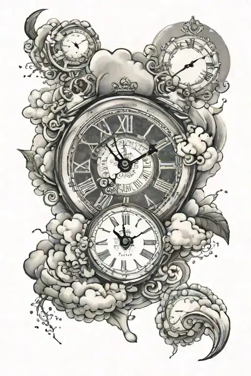 Clock With Cloud Background