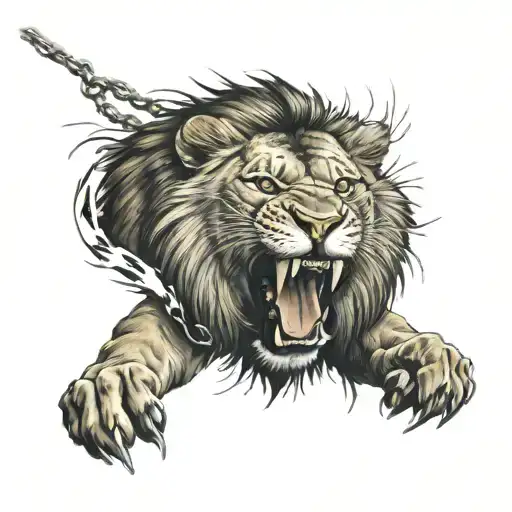 Roaring Lion Brakes Chains Breaking And Bursting